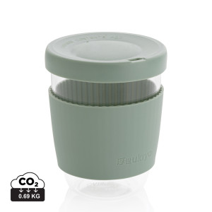 Ukiyo borosilicate glass with silicone lid and sleeve green