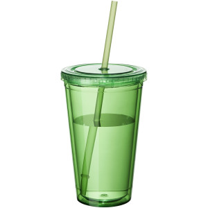Cyclone 450 ml insulated tumbler with straw, Transparent green