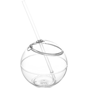 Fiesta 580 ml beverage ball with straw, transparent clear