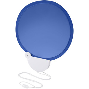 Breeze foldable hand fan with cord, Royal blue,White