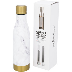 Vasa marble copper vacuum insulated bottle, White,Gold, Whit