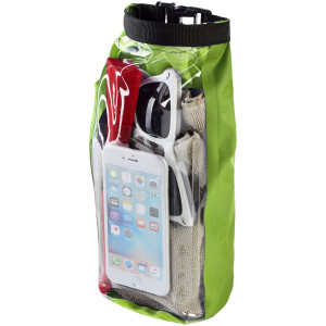 Tourist 2 litre waterproof bag with phone pouch, Lime