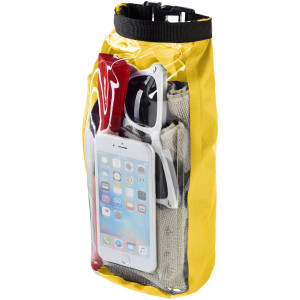 Tourist 2 litre waterproof bag with phone pouch, Yellow