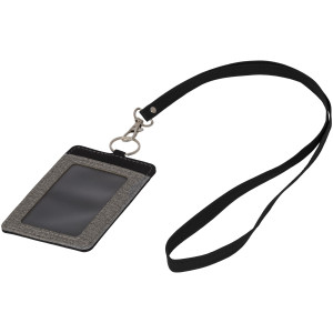 Eye-d heathered badge holder with lanyard, Grey, solid black
