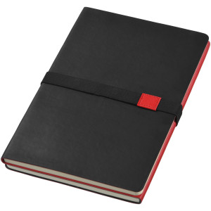 Doppio A5 soft cover notebook, solid black,Red