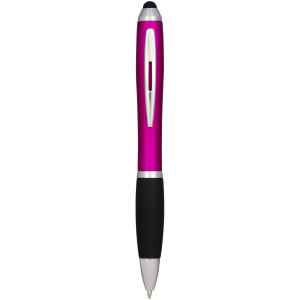 Nash coloured stylus ballpoint pen with black grip, Pink, solid black