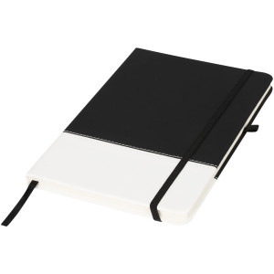 Two-tone A5 colour block notebook, solid black