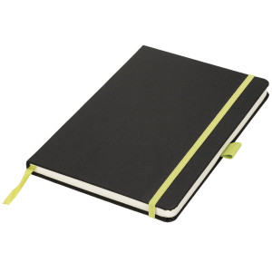 Lasercut A5 notebook, solid black,Lime