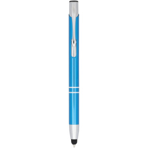 Moneta anodized aluminium click stylus ballpoint pen, Process Blue