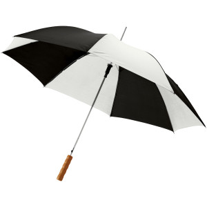 Lisa 23'' auto open umbrella with wooden handle, Shiny black,White