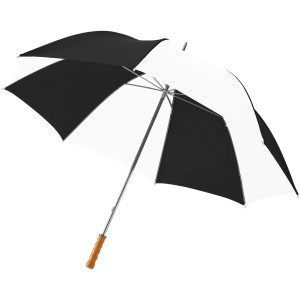 Karl 30'' golf umbrella with wooden handle, Shiny black,White