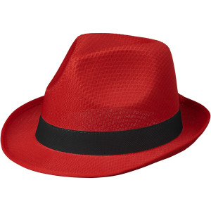 Trilby hat with ribbon, Red,solid black