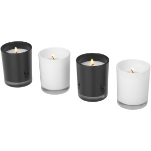 Hills 4-piece scented candle set, White, solid black, White