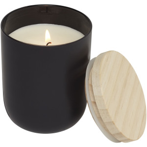 Lani candle with wooden lid, solid black