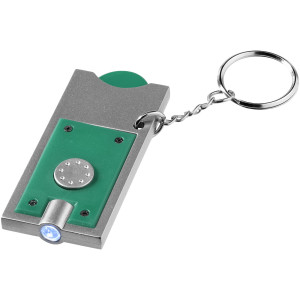 Allegro LED keychain light with coin holder, Green,Silver
