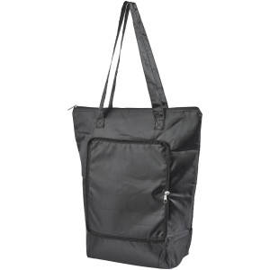 Cool-down zippered foldable cooler tote bag, solid black
