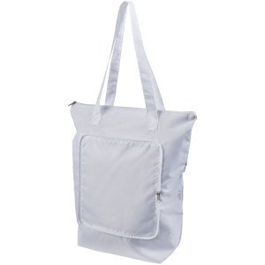 Cool-down zippered foldable cooler tote bag, White