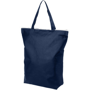 Privy zippered short handle non-woven tote bag, Navy