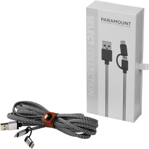 Paramount 3-in-1 fabric charging cable, solid black