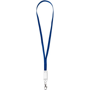 Trace 3-in-1 charging cable with lanyard, Royal blue