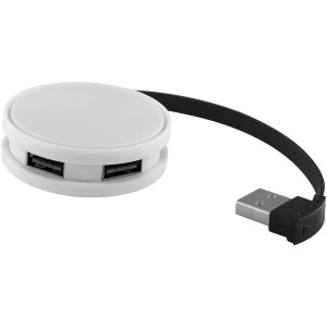 Round 4-port USB hub, White, solid black