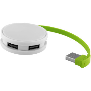 Round 4-port USB hub, White,Lime