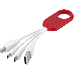 Troup 4-in-1 charging cable with type-C tip, Red
