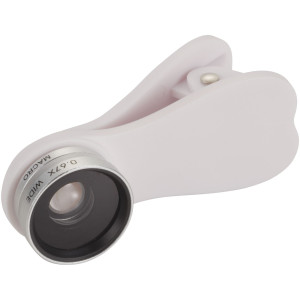 Optic wide-angle and macro smartphone camera lens, White,Silver