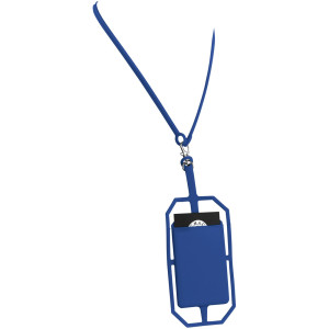 Fort-rock silicone RFID card older with lanyard, Royal blue