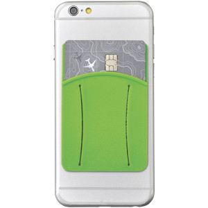 Storee silicone smartphone wallet with finger slot, Lime