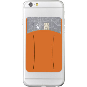 Storee silicone smartphone wallet with finger slot, Orange
