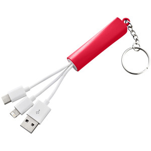 Route 3-in-1 light-up charging cable with keychain, Red