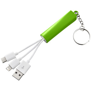 Route 3-in-1 light-up charging cable with keychain, Lime