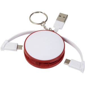 Wrap-around 3-in-1 charging cable with keychain, Red
