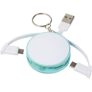 Wrap-around 3-in-1 charging cable with keychain, mint