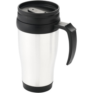 Daytona 440 ml insulated mug, White, solid black