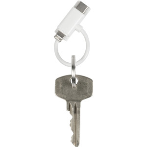 ABS USB cable on key ring, white