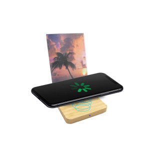 Bamboo wireless charger 10W, photo frame | Finneas neutral