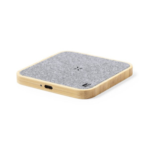 Bamboo wireless charger 15W, RPET detail neutral