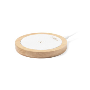 Organic hemp wireless charger 15W, wooden details neutral