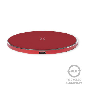 Recycled aluminium wireless charger 5W-15W red