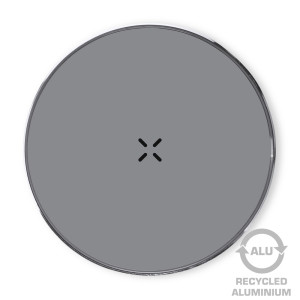 Recycled aluminium wireless charger 5W-15W silver