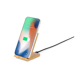 Bamboo wireless charger 15W, phone stand neutral