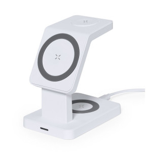 Magnetic wireless charger 15W, 3 in 1, phone stand white