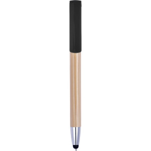 Bamboo ball pen, touch pen, phone stand black