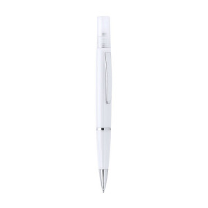 Ball pen with atomizer and cap white