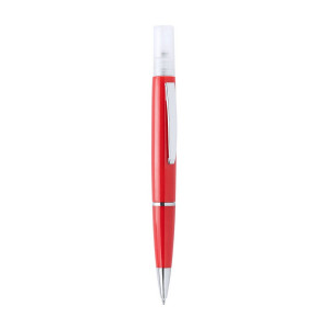 Ball pen with atomizer and cap red