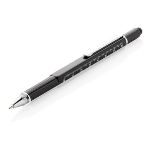 Multifunctional ball pen, ruler, spirit level, screwdriver, touch pen black