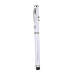 Laser pointer with LED light, ball pen, touch pen white