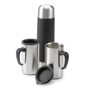 Thermos 500 ml and 2 mugs 300 ml black